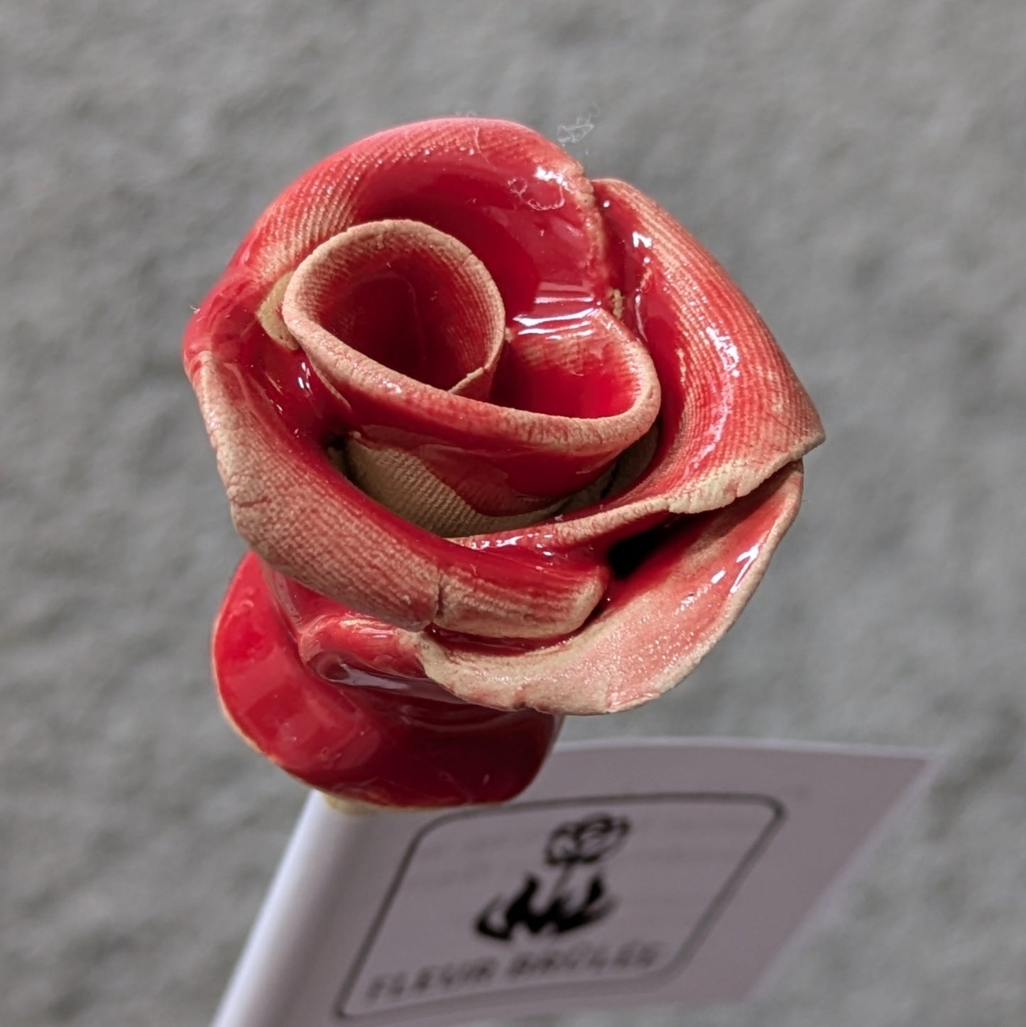 Fleur Brûlée - Rose - rot - die einzigartige Keramikblume am Stil