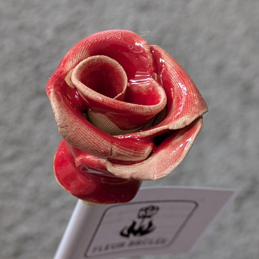 Fleur Brûlée - Rose - rot - die einzigartige Keramikblume am Stil